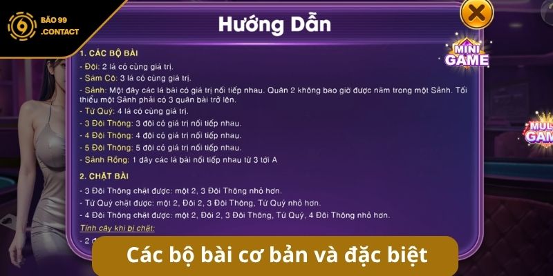 Các bộ bài cơ bản và đặc biệt trong Tiến Lên Miền Nam BAO99