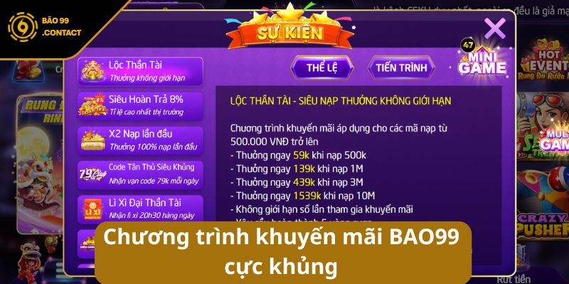 các chương trình khuyến mãi BAO99 cực khủng dành cho mọi cược thủ