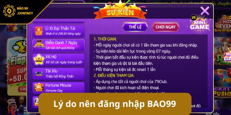Lý do cược thủ ưu tiên thực hiện đăng nhập BAO99 mỗi ngày