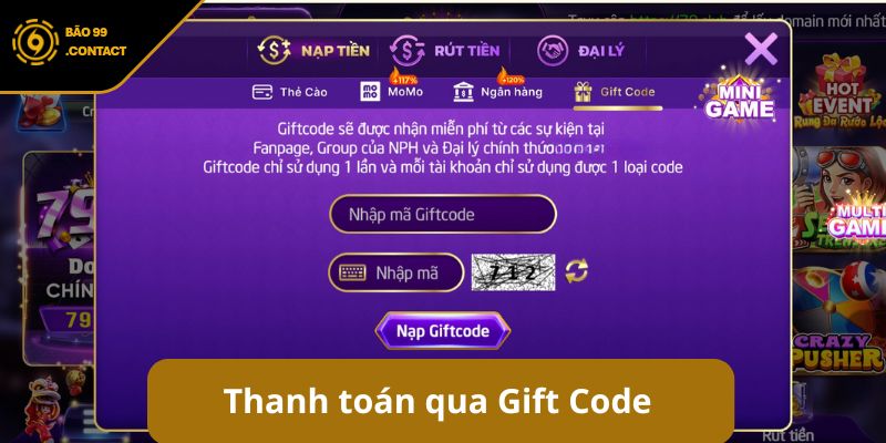 Top 3 cách nạp tiền BAO99 phổ biến cho người chơi mới 10 Nạp tiền BAO99 qua Gift Code